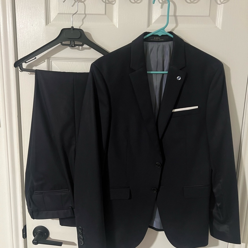 Zara Black Formal Suit Classic Tailored Elegance
